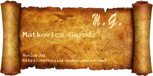 Matkovics Gazsó névjegykártya